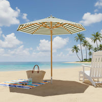 Striped Patio Umbrella Support Structure Round Patio Umbrella Metal Lower Section Sun Cover for Beach