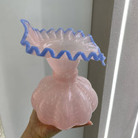 Handmade Glass Flower Vase Mouth-Blown Handmade Glass Vase for Tabletop