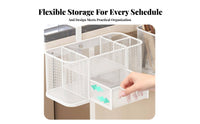 Lidded Brush rotating organizer vertical surfaceMountable Cosmetic Organizer Multi-Compartment