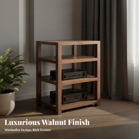 Black Walnut Audio Stand Ventilated Design Solid Wood High-Fidelity Rack Stable and Non-Shaking Wooden Audio Component Shelf for Audiophiles