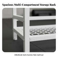 Large Capacity Exercise Mat Storage Rack Space-Saving Pilates Mat Organizer Rack Heavy Duty Workout Equipment Organizer Sturdy Construction for Gym, Fitness Club, Home