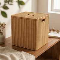 Rattan Storage Box Double Flipaccessible Woven Storage Bin Built-in Handles