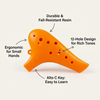 12 Hole Alto Ocarina Clear Sound, Drop Resistant Resin Musical Instrument Gift Adults, Ocarina for L - Image 3