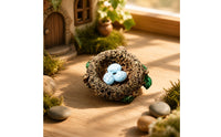 Bird Nest with Eggs Resin Mini Artificial Bird Nest Rustic Ornament for Crafters, Collectors, Fairy Garden Areas, Photography