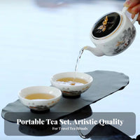 4 Pieces Portable Travel Tea Set Compact Teapot with 2 Cups Set for Travelers