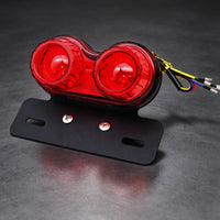 High Visibility Motorcycle Tail Light with Bracket Bright Dual Round Tail Light Long-Lasting Universal for Custom Bike Builds