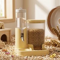 Hamster Water Bottle and Hamster Automatic Feeder and Waterer, Freestanding Cage Feeder