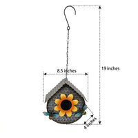 Hanging Bird Feeder with Iron House Design, Waterproof Outdoor Bird Feeder for Garden Decor, European Style Hollow Garden Bird Feeder for Patio