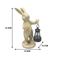 Rabbit Statue with Solar Lantern Long-Lasting Rabbit Statue with Lantern Vintage