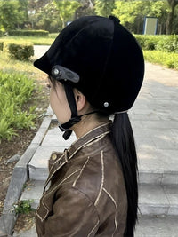 Equestrian Velvet Helmet with UV Protection Visor