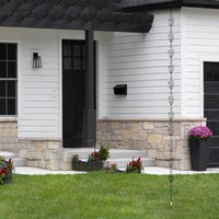 Double Ring Reinforced Rotating Spring Rain Chain, Metal Outdoor Eaves Decoration and Downspout Wind Chime