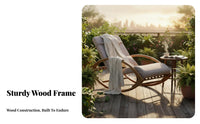 dense Wood Construction Wooden Rocking Chair Traditional design Wooden Patio glider Relaxing Design Single Seater Rustic appeal for Seniors, Homeowners, Garden lovers, Balcony, Living Room, Bedroom, spineyard