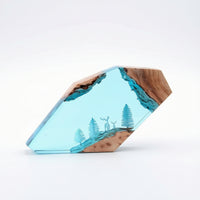Wood and Resin Lamp Geometric Resin Wood Lamp Warm for Bedside Table, Shelf