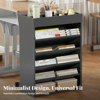 Movable Book Rack 360° Rotating Wheels Rolling Rolling Storage Versatile Use