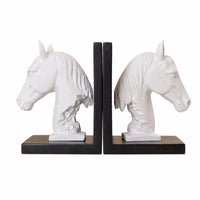 Horse Head Bookends Carved Horse Head Book Holders Compact Shelf Organizers for Readers, Desk, Study, Office