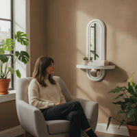 Wall Shelf with Mirror Compact Floating Shelf with Mirror Decorative for Bedroom