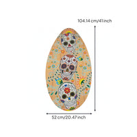 41-Inch Stand up Paddle Board Teardrop Shape Paddle Board Skull Print Wooden Surfboard Colorful