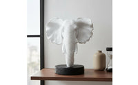 Elephant Head Statue Polyresin Resin Elephant Head Ornament Detailed Texture Animal Sculpture for Desktop, Office