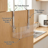 Kitchen Towel Rail and Hanging Rack for Over the Door Storage, Acrylic for Small Spaces and Students, Versatile Cupboard Hooks