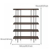 Multi-Tier Open Bookcase Wrought Iron Frame Industrial Design Bookshelf Minimalist Design Industrial Bookshelf for Collectors