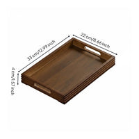 Wood Beverage Tray with Handles Easy to Carry Rectangular Beverage Tray Raised Edges Houseware for Dining Table
