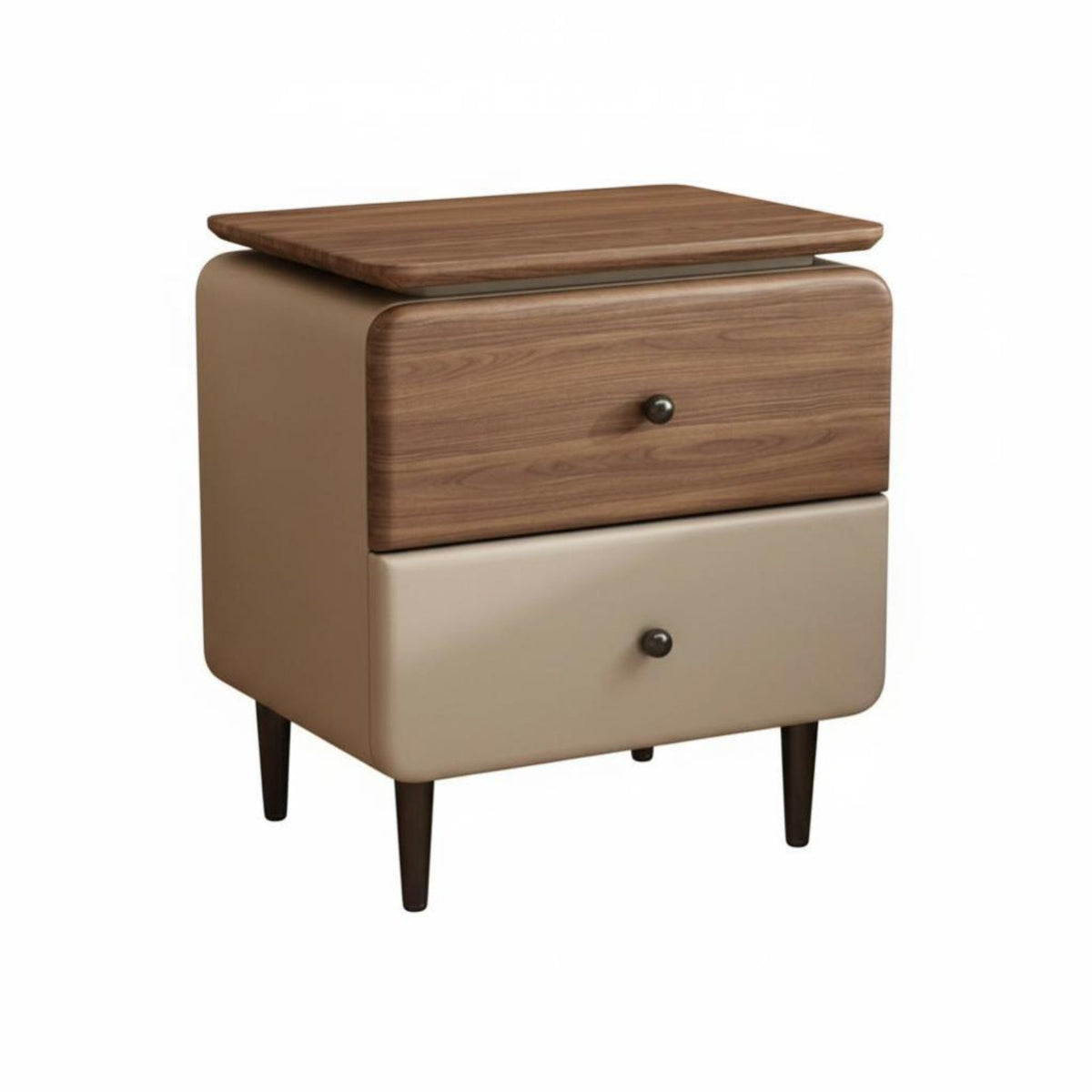 Minimalist Design Rounded Corner End Table with Drawer Fully Assembled Nightstand space-saving Size Household Furniture Sturdy Construction for Families, Homeowners, Renters, Bedroom, Small Spaces, Guest Room, Home Office