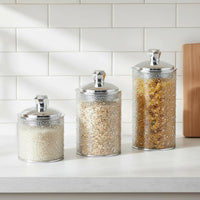 3 Pieces Easy to Clean 3 Piece Sealed Jar Set Long-Lasting Decorative Plastic Food Canister Refrigerator Safe Airtight Food Canister Set Thickened Material for Pantry Organization, Bathroom Vanity