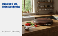 Durable Ironwood Cutting Board, Clamwood Round Chopping Board, Double-Sided, Butcher Block, Stainless Steel Ring