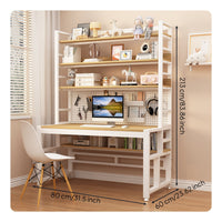 Bookshelf Desk Combo Computer Desk with Hutch Desk with Shelves Study Desk with Pegboard Sturdy Steel Frame for Suitable for Home Office Study Room Bedroom