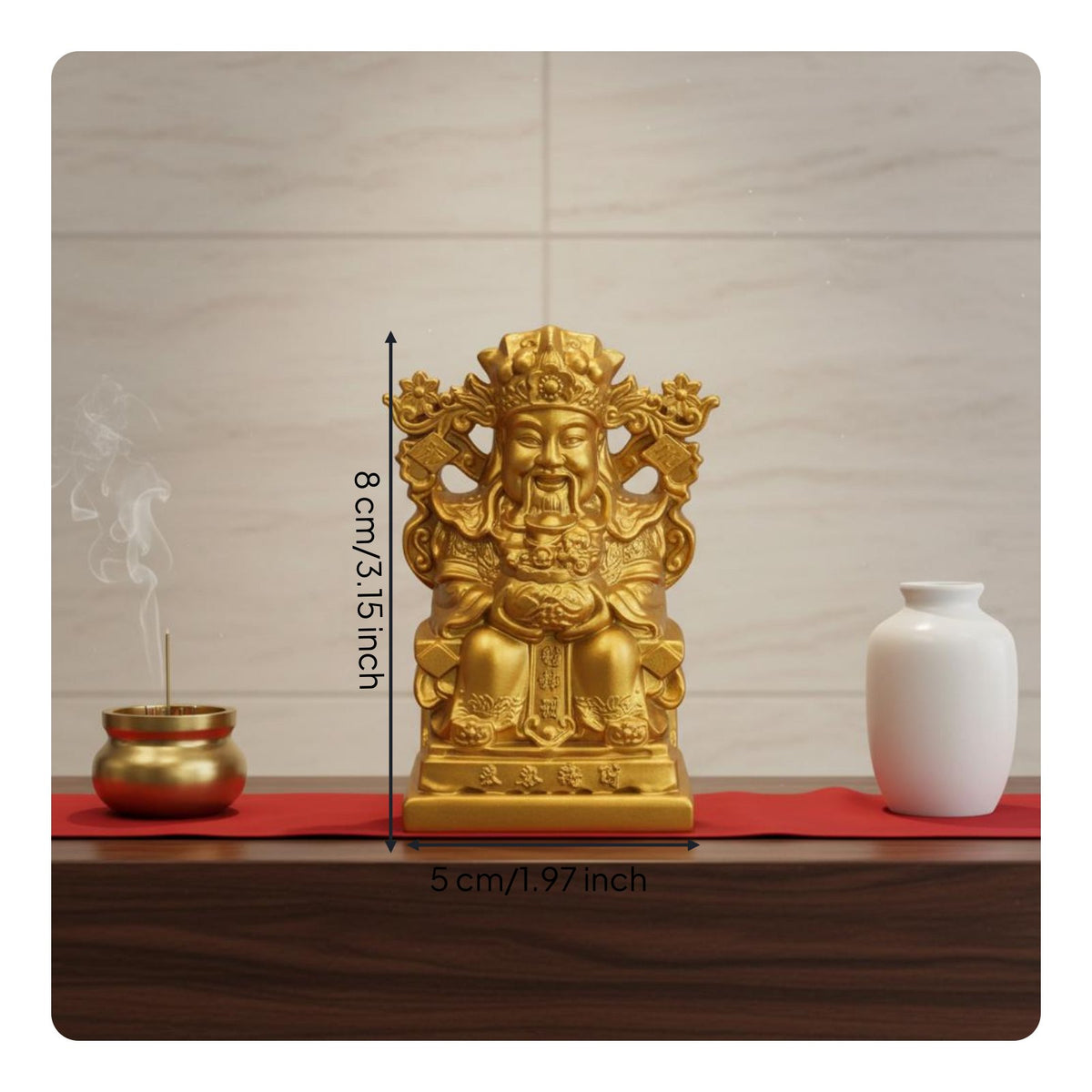 Chinese God of Wealth Statue Auspicious Gift Treasure Basin Deity Figure