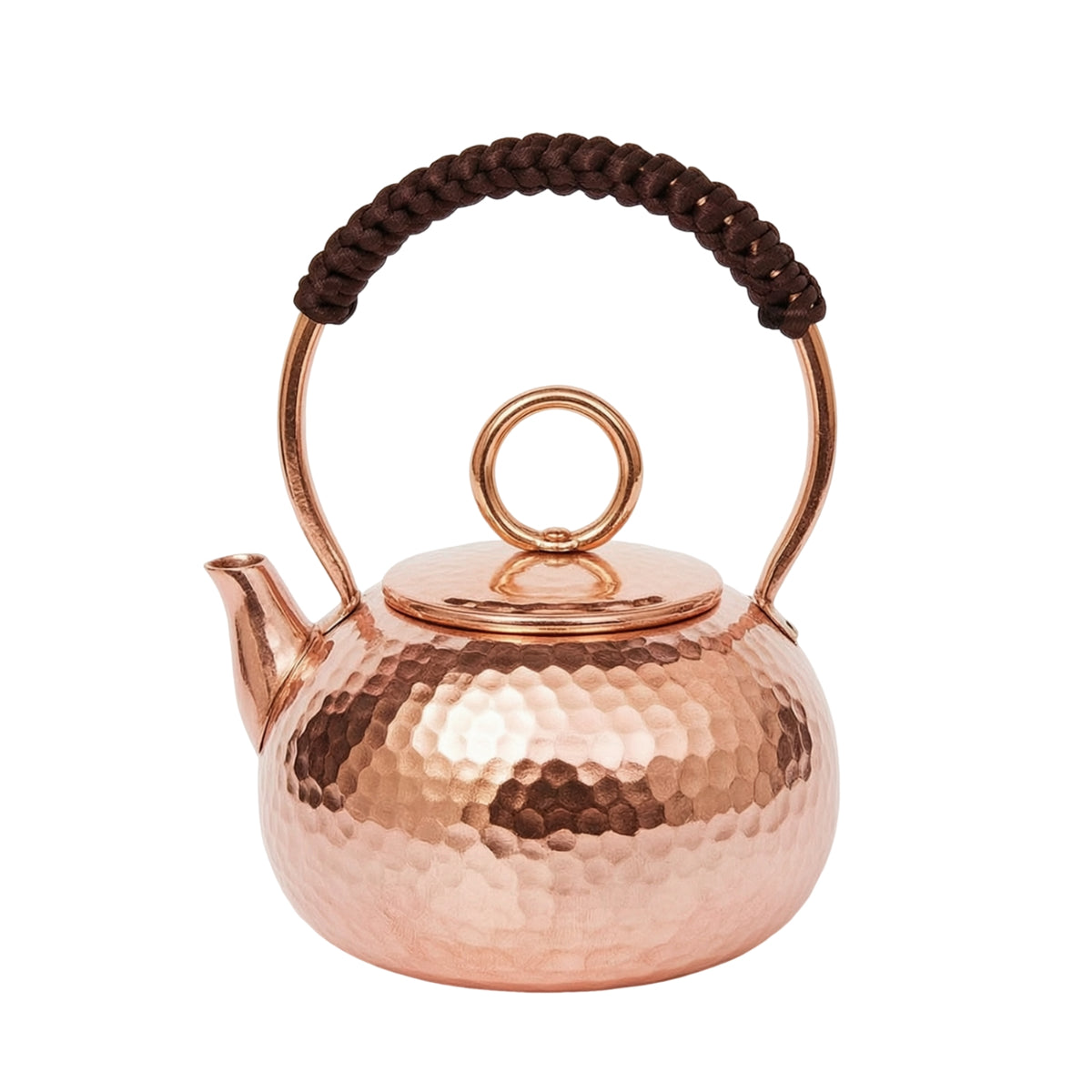 Tea Kettle with Wrapped Handle Polished Teapot Handmade for Collectors