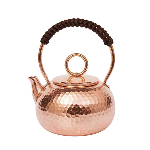 Tea Kettle with Wrapped Handle Polished Teapot Handmade for Collectors