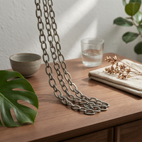 Rain Chain with Oval Links Decorative Hardware Architectural for Gardens, Patios
