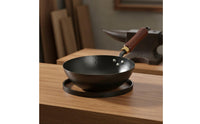 Natural Non-Stick Hand Hammered Wok Heavy Duty Traditional Chinese Stir-Fry Pan All Stovetop Compatible