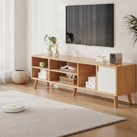 TV Cabinet Northern European TV Console with Door Wooden Media Console for Living Room, Small Apartment