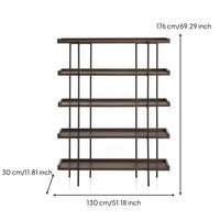Multi-Tier Open Bookcase Wrought Iron Frame Industrial Design Bookshelf Minimalist Design Industrial Bookshelf for Collectors