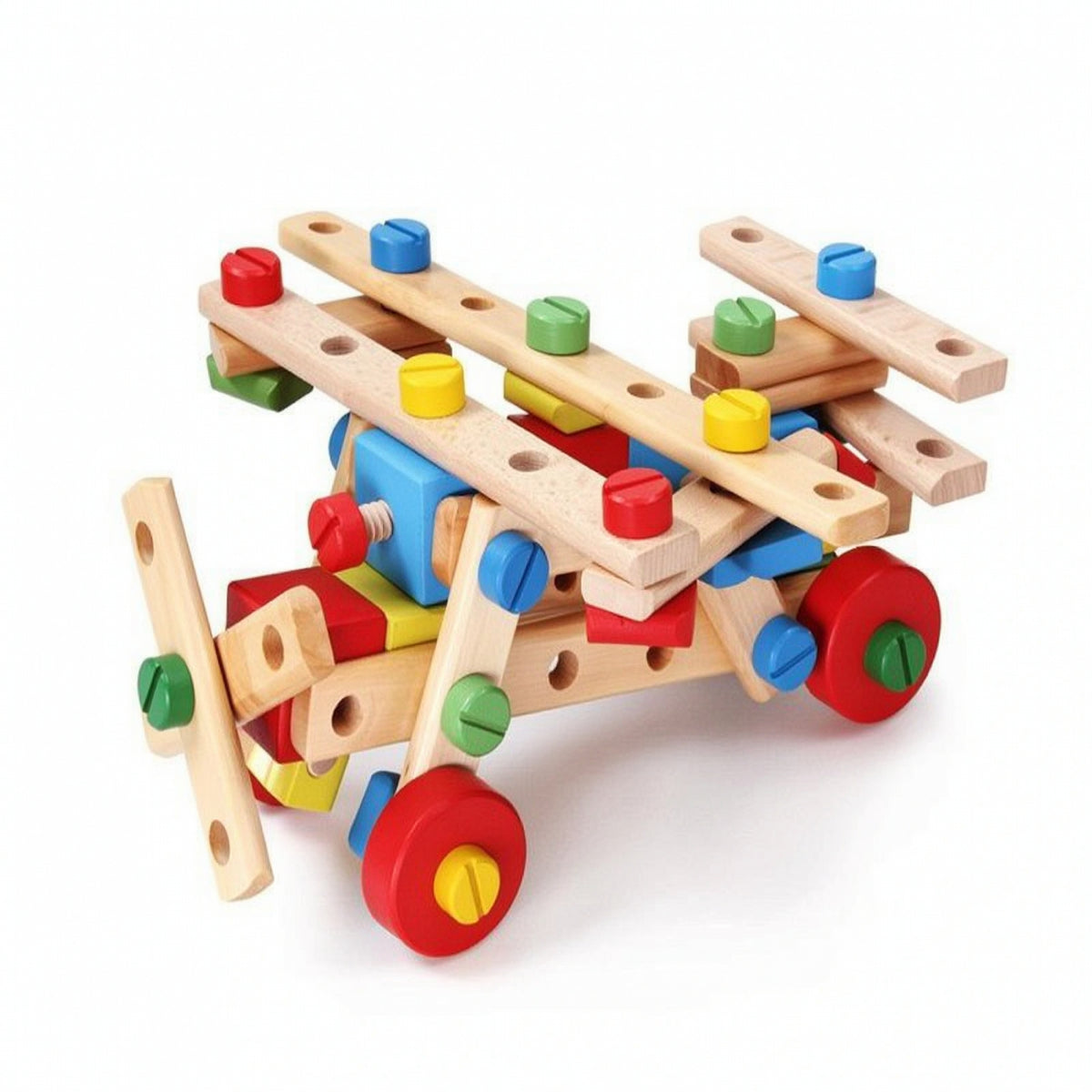 Wooden Building Toy Educational Screw Building Toy Wooden Construction Set Fine Motor Open-Ended for Children, Playroom