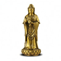 Guanyin Statue with Lotus Pedestal Carved Ornament Buddhist for Buddhists