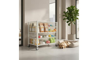 Vertical Supports Wire Storage Trolley Open Top Metal Storage Trolley Easy Mobility Home Organizer Anti-Rust for Garden