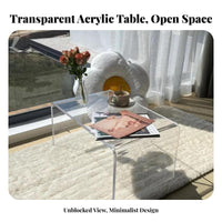 C-Shaped Rolling Table Transparent Design Nightstand Space-Saving Multi-Functional for Homeowners, Living Room, Bedroom, Balcony