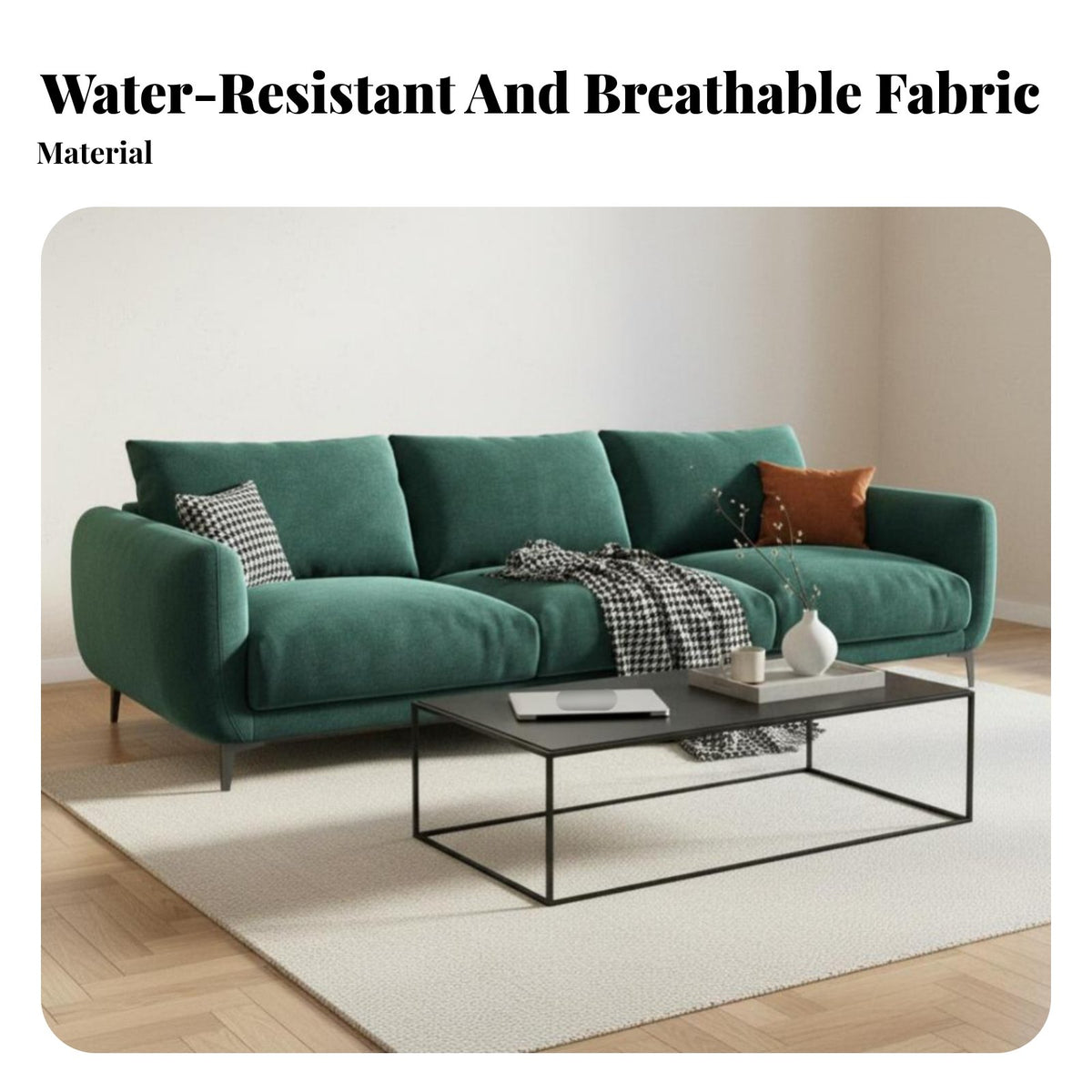 Straight-Line Settee Wabi-Sabi Inspired Sofa Skingentle Fabric Couch for Apartment Dwellers, Homeowners, Living Room, Studio Flat, Lounge Area