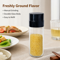 Manual Spice Grinders, Refillable Pepper Mill with Ceramic Grinding Rotor, Transparent Glass Body for Spices