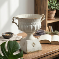 Pedestal Urn with Handles Embossed Container Elegant for Entryway, Photo Shoots