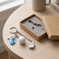 Mini Golf Bag Keychain with Club and Ball Charm, Zinc Alloy Golf Souvenir Gift