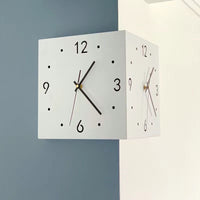 Nordic Double-Sided Corner Wall Clock with Silent Movement, No Drilling Needed