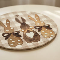 Round Easter Placemat Decorative Bunny Bunny Table Mat Seasonal Decoration Hare Motif Dining Mat for Holiday Decorators, Hosts, Kitchen, Restaurants