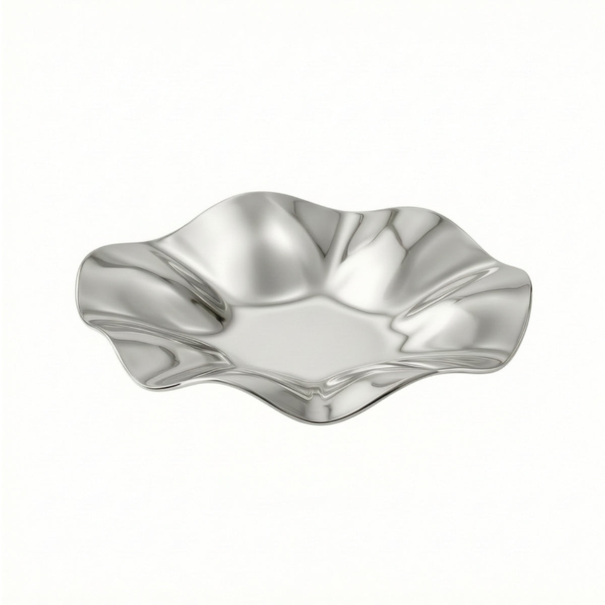 Reflective Stainless Steel Serving Tray Decorative Wavy Serving Dish Rust-Resistant Platter Elegant for Parties