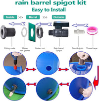 Garden Hose Connector Rain Barrel Faucet Kit 3/4 Inch PVC Bulkhead Fitting NPT to GHT