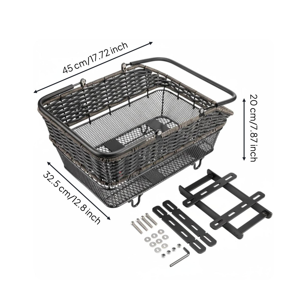 Rear Bike Basket Large Capacity Cycle Rack Basket Rain Cover Included for Picnic