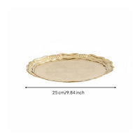 Ornate Brass Tray Handmade Vintage Brass Platter Embossed Decorative Plate for Tabletop, Living Room